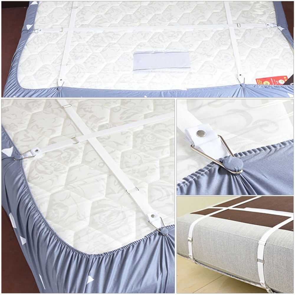 4PCS Adjustable Bed Sheet Gripper Corner Straps Clips Fastener Suspenders  Band Holder 