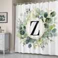 thumbnail image 5 of Letter Z Shower Curtain, Alphabet Green Eucalyptus Leaves Plant Simple Waterproof Shower Curtain Set with 12 Hooks Lightweight Bath Curtains Fabric Bathroom Decor 48x72 Inches, 5 of 9