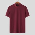thumbnail image 3 of INCERUN Men's Short Sleeve Turtle Neck Solid Color Shirts Summer Bottoming Tee Tops, 3 of 10
