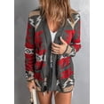 thumbnail image 4 of Mengpipi Women's Open Front Cardigan Boho Aztec Casual Long Sleeve Knit Sweaters Cardigan with Pockets, 4 of 6