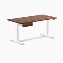 Desky Dual Hardwood Standing Desk With Drawer - Walnut / 60 X 30 Inches / White