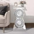 thumbnail image 5 of Crushed Diamond Mirrored End Table, Unique Side Table with Crystal Inlay,Coffee Table for Living Room Bedroom, 5 of 6