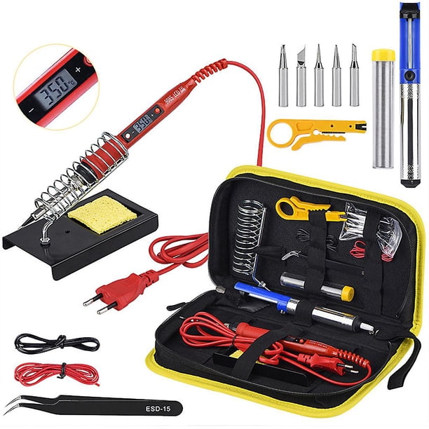 EU Juego de herramientas de soldador de temperatura constante de alta potencia, soldadura eléctrica, puntas de soldador de temperatura ajustable, equipo de kit de herramientas de