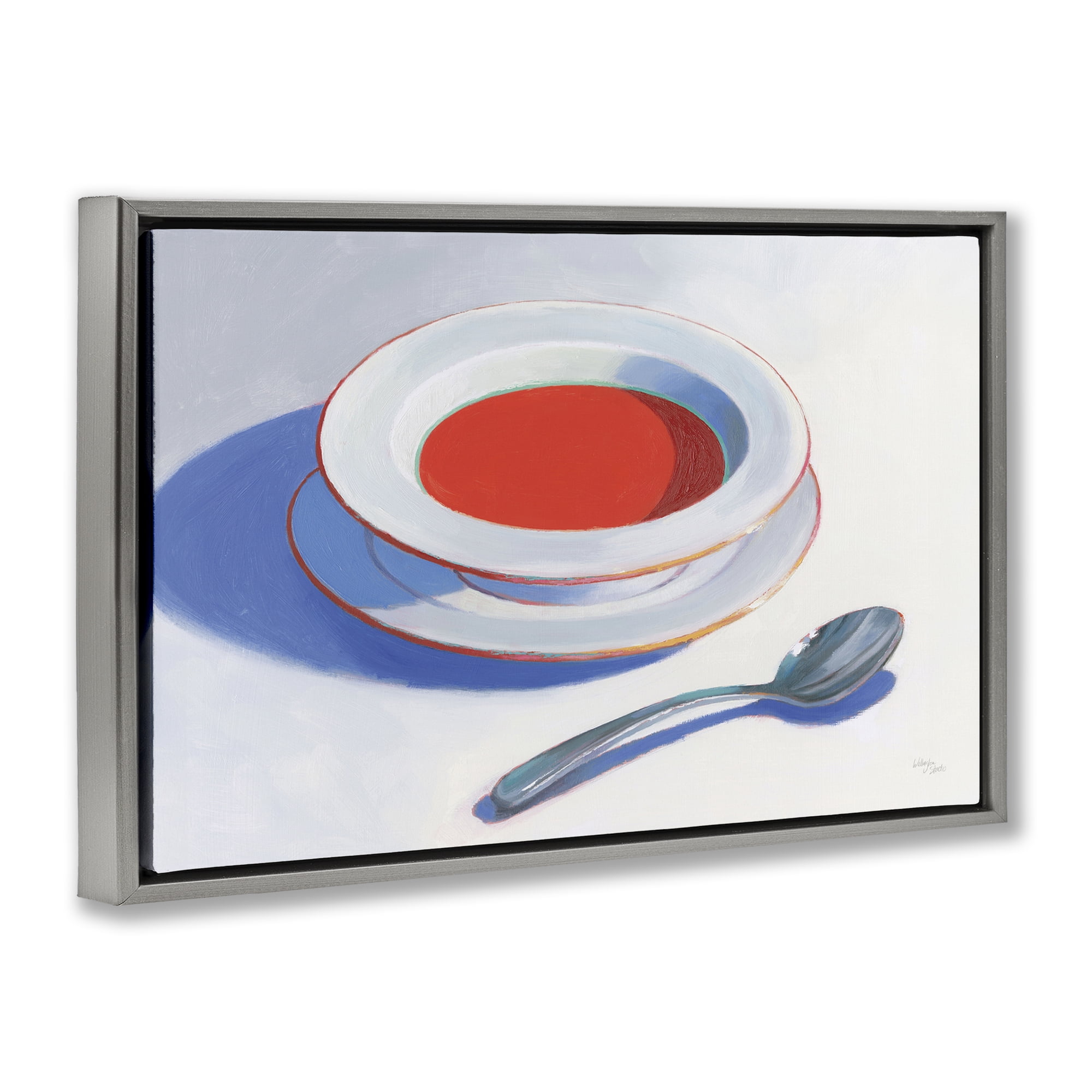 Stupell Industries Soup Du Jour Meal Food & Beverage Painting Gray Floater Framed Canvas Art Print Wall Art, 31 x 21
