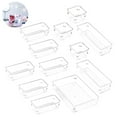 thumbnail image 1 of 12pcs Storage Box Plastic Transparent Stackable Free Combination Storage Case Drawer Organizer Desktop Divider for Bedroom Kitchen Office, 1 of 9