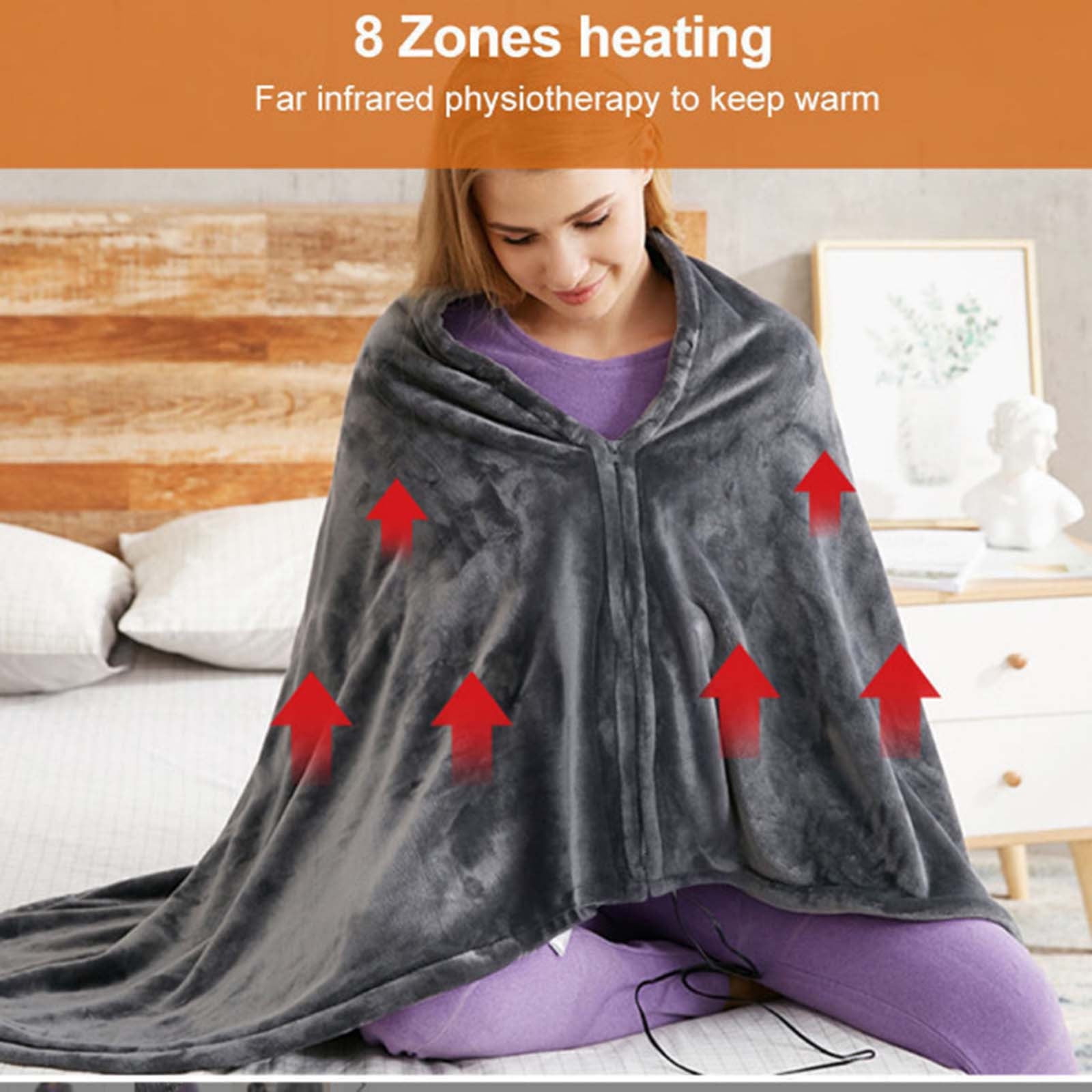 Kezqiaxn Heated Vests 150 X 80Cm Eight Heating Shawl Electric Blanket Charging Coral Fleece Warm Electric Shawl Pad With Three Brown