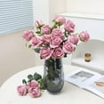 thumbnail image 2 of Artificial Flowers 10 PCS Silk Roses with Long Stems Faux Realistic Roses for Wedding Bouquets Table Centerpieces Party Home Decor(White), 2 of 5