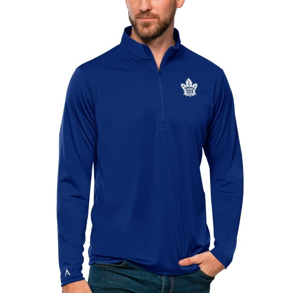 Men's Antigua Blue Toronto Maple Leafs Tribute Quarter-Zip Pullover Top