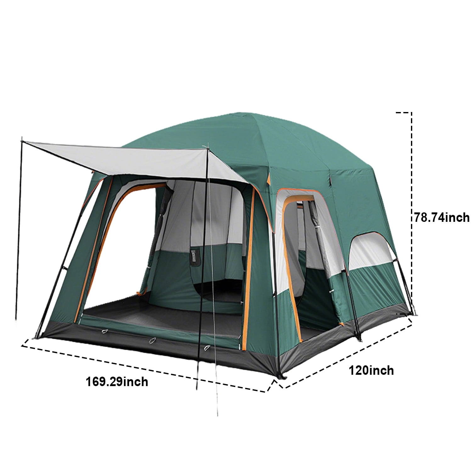 KFeng 12 Person Tents for Camping - 2Rooms 3Doors&3Windows Mesh,Suitable for Outdoor/Picnic,Green