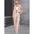 thumbnail image 4 of Women'S 2 Piece Casual Outfits Cropped Blazer Jackets High Waisted Wide Leg Work Pants Suit Set Apricot XL, 4 of 10