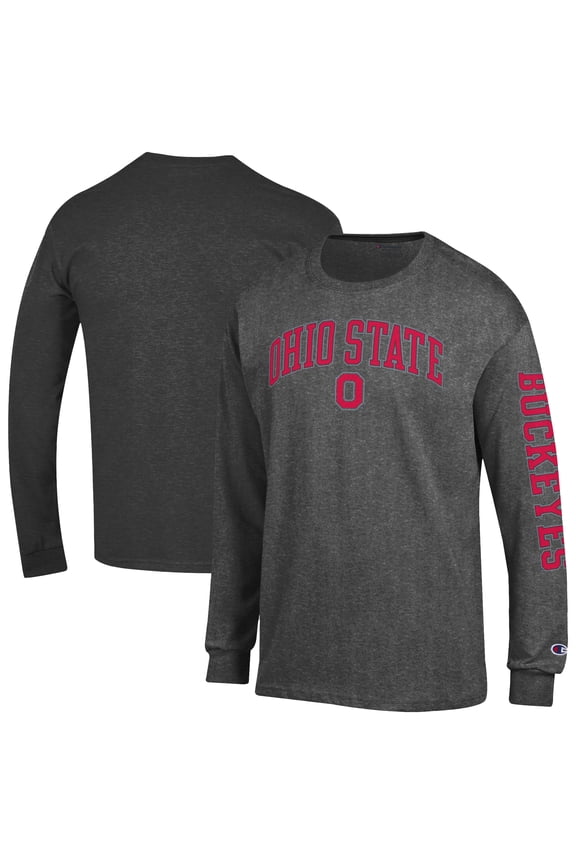 Men's Champion Charcoal Ohio State Buckeyes Arch Over Logo Long Sleeve T-Shirt