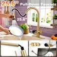 thumbnail image 4 of Sunrinx Brushed Gold 3-in-1 Kitchen Sink Faucet,High-Arc Design Kitchen Faucet with Pull-Down Sprayer, 3 Function Spray Modes Kitchen Faucets for Modern Kitchen with Press-Type Glass Rinser, 4 of 10