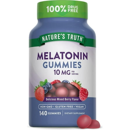 Melatonin Gummies 10mg | 140 Count | Berry Flavor | For Men and Women | by Nature's Truth