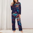 thumbnail image 2 of Fotbe Colorful Feather Owl Conjunto de Pijama de Manga Larga para Mujer con Estampado, Ropa de Dormir de 2 Piezas, Conjunto de Casa Suave y Cómodo con Bolsillos-Small, 2 of 7