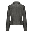 thumbnail image 6 of Women Faux Suede Leather Jacket & Coat Button Down Short Moto Jackets Crop Collared Motorcycle Jacket Gray XL, 6 of 8