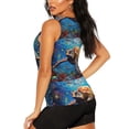thumbnail image 3 of Balery Colorful Underwater Sea Turtle Camiseta sin mangas estampada ligera para mujer, tops de entrenamiento sin mangas, camisetas de yoga transpirables de secado rápido.-X-Large, 3 of 7