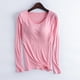 thumbnail image 1 of Neewe Women's Plain Relaxed Pajamas with Built-in Padded Bra Loose Casual Soft Long Sleeve Crew Neck T-Shirt, 1 of 6