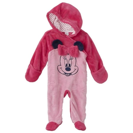 Disney Infant Girls Plush 2 Tone Pink Minnie Mouse Pram Suit Baby
