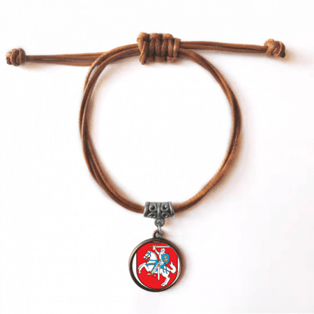 lithuania eu national emblem bracelet leather hide wristband brown jewelry
