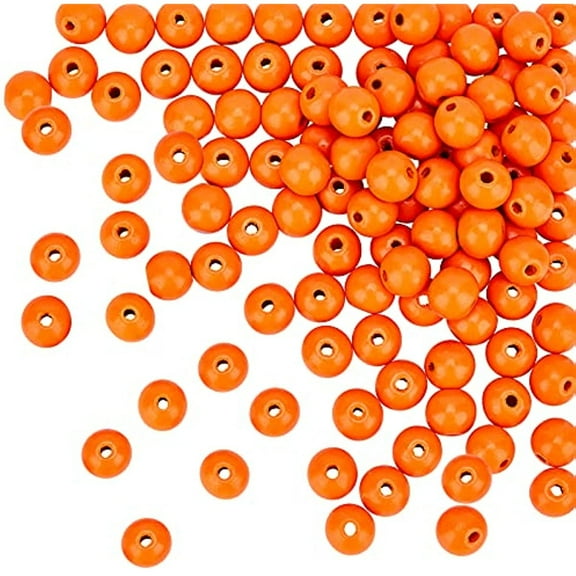 450pcs Orange Wooden Beads 12mm Halloween Wood Ball Fall Round Wood Spacer Beads for Harvest Thanksgiving Macrame Garland Farmhouse Jewelry Craft Making Home Party Decoration Hole 4mm