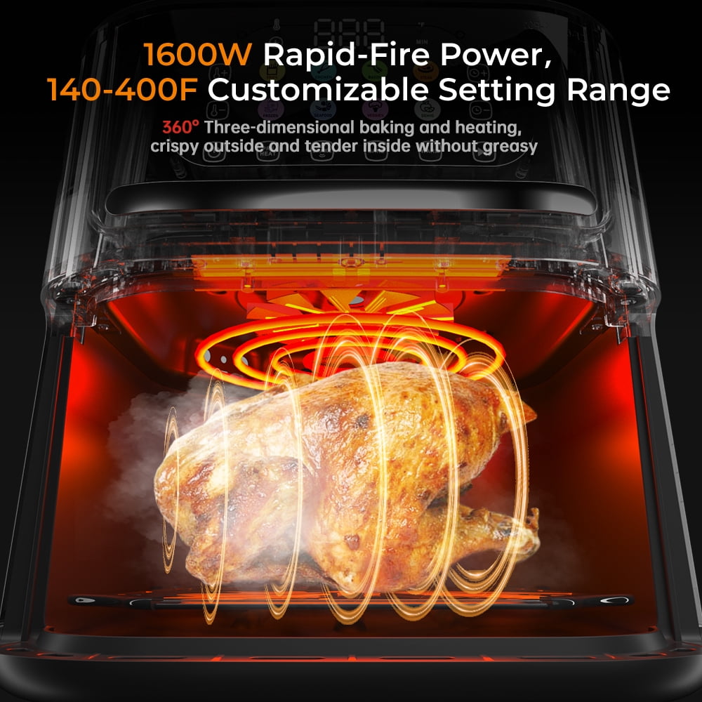 Air Fryer, ZUSBYI 6.5QT Air Fryer Oven With Smart Coloful Screen, 10 in 1 Customizable Functions, 1-Touch Digital Display Large Air fryer, Shake Reminder, Up to 450°F, Nonstick Dishwasher-Safe Basket