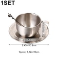 thumbnail image 3 of Jiibva Stainless Steel Coffee Cup Set with Saucer Cup Spoon 250ML Coffee Mug for Home Restaurant Cafe Breakfast Afternoon Tea, 3 of 7