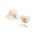 thumbnail image 1 of 56-58 cm circunferencia del sombrero protector solar femenino sombrero de paja y bolsa de paja conjunto con cuerda a prueba de viento lindo sombrero protector solar de salida, 1 of 5