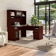 thumbnail image 2 of Bowery Hill Transitional Engineered Wood L-Computer Desk with Hutch in Cherry, 2 of 7