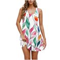 thumbnail image 2 of Ovzne Robes pour Femmes 2025 Robe Femme Robe Imprimée Col Rond Décontractée Jupe Courte avec Poches Robe de Printemps Imprimée Liquidation, 2 of 6