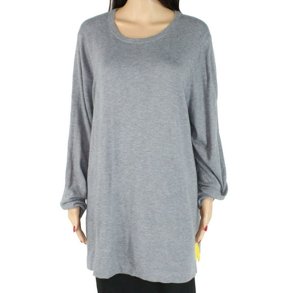 Charter Club Womens Sweater Yellow Plus Pullover Stretch   Gray 0X