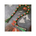 thumbnail image 6 of Christmas Wood Bead Garland with Tassels, Rustic Farmhouse Tiered Tray Holiday Decorations, Red and White Wooden Bead with Jute Rope Plaid Tassel, 6 of 8