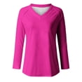 thumbnail image 4 of SDNall Hauts à Manches Longues pour Femmes Mode Décontractée Col en V Uni Blouse, 4 of 9