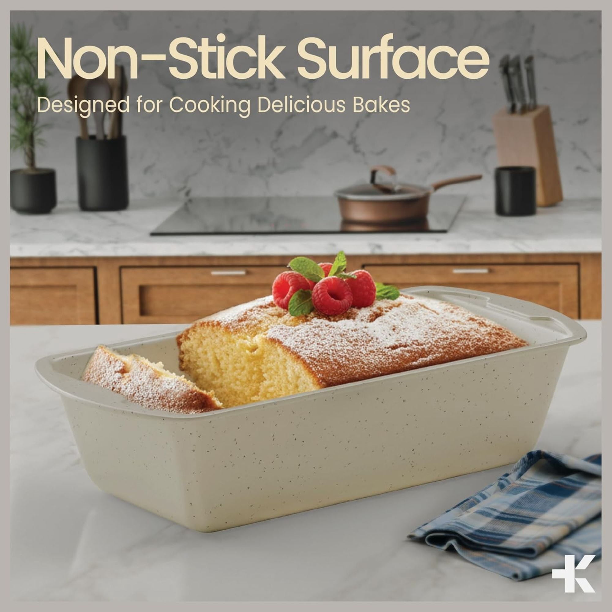 Nonstick Loaf Pan Set pack of 4, Carbon Steel 11" Large Baking Bread Pan, Oven Safe Up to 450°F, Space Saving Stackable Design, Stain Resistant,White Marble