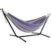 Vivere Double Cotton Hammock with Space Saving Steel Stand (450 lb Capacity - Premium Carry Bag Included) (Tranquility)