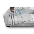 thumbnail image 3 of Science Party Soft Flannel Fleece Blanket, Smiling Man in 1970s Style and Robot Dancing Together Image Art Print, Cozy Plush for Indoor and Outdoor Use, 60" x 80", White Multicolor, by Ambesonne, 3 of 6