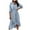 Light Blue, variant on Fesfesfes Women Dress Spring And Fall V-Neck Solid Color Long-Sleeved Temperament Lace-Up Waist Slim Fit Ruffles Skirt Dress