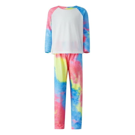 

Binpure Parent-child Nightwear Set Multi-color Long Sleeve Tie-dyed Printing Tops and Pants