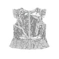 thumbnail image 4 of Vxuxlje Kids Girls Sparkly Mermaid Ruffles Flutter Sleeves Back Zipper Tank Tops Xmas Birthday Party Silver 14, 4 of 5