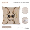 thumbnail image 4 of Modern Sofa Throw Pillow Cover Decorative Outdoor Linen Fabric Pillow Case Rabbit Wearing Leopard Glasses Pillowcase Cute Bunny with Leopard-print Glasses Throw Pillowcases for Sofa Couch 16"x16", 4 of 7