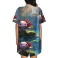 thumbnail image 6 of Daiia Pond Cute Axolotl Pattern Womens Pajama Sets Short Sleeve Pajamas for Women Sets Soft Lounge Sets Casual Round Neck Sleepwear PJS-Small, 6 of 7