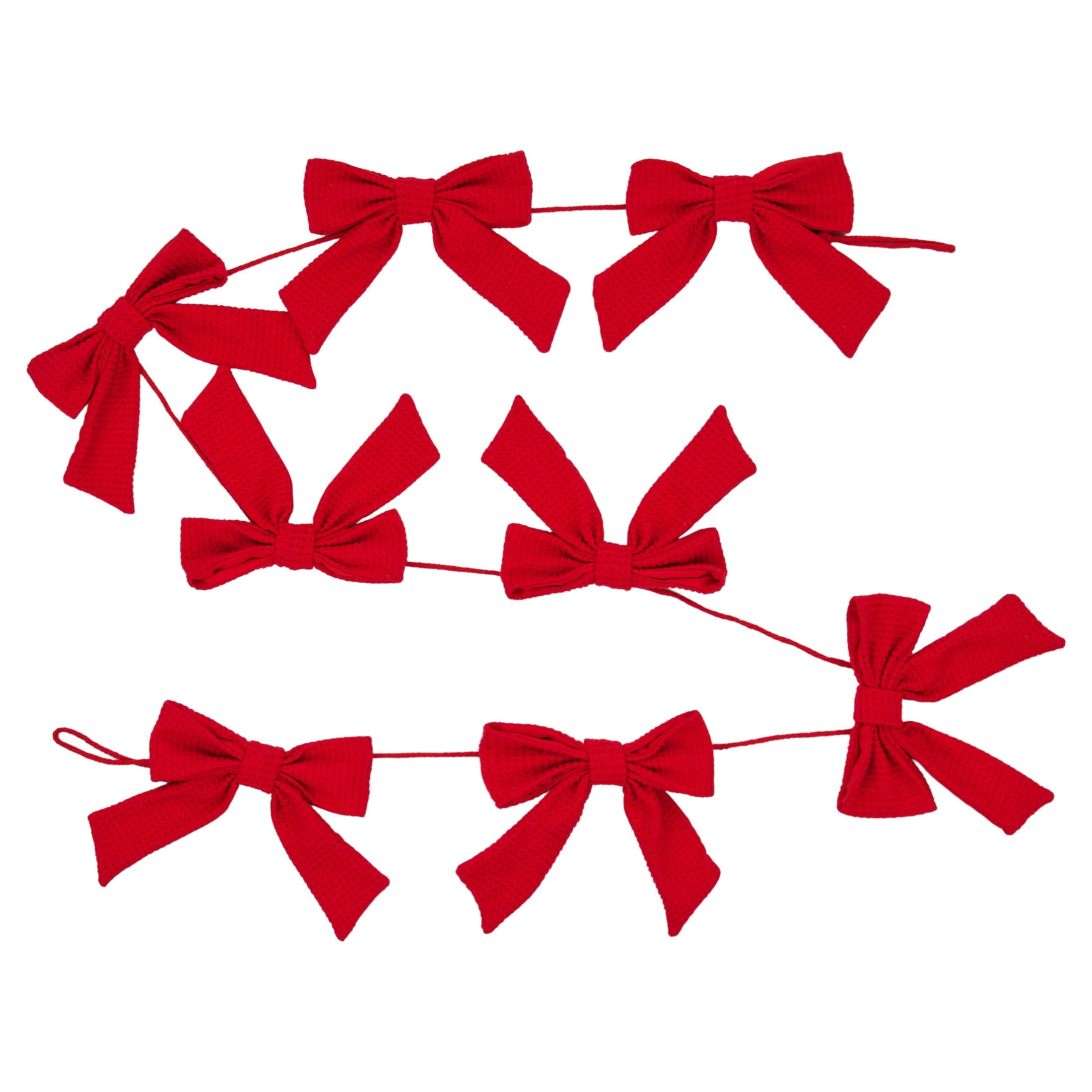 Fabric Bow Christmas Garland, Red, 6', by Holiday Time