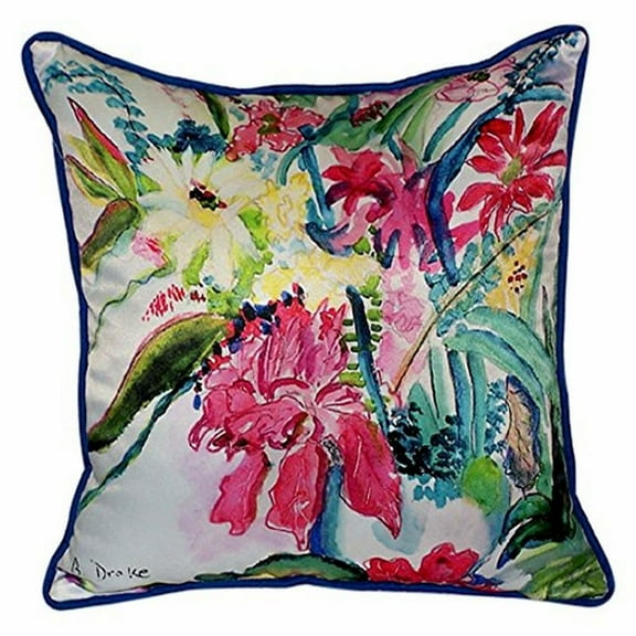 Betsy Drake Interiors Multi Florals Large Indoor/Outdoor Pillow 18x18