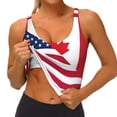 thumbnail image 3 of Fotbe USA Canada Flag Sujetador Deportivo Largo sin Aros para Mujer con Almohadillas y Soporte Medio, Transpirable y Absorbente, Camiseta Tipo Chaleco o Tank Top-XX-Large, 3 of 8