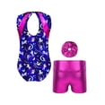 thumbnail image 2 of CHICTRY Shiny 3 Pcs Gymnastic Dance Sports Active Sets for Girls Tank Leotard Shorts Hairband Tumbling Unitard Bodysuits Navy Blue 4, 2 of 5