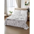 thumbnail image 2 of Gray Botanical King Size Flat Sheet, Wrinkleproof & Fadeproof Cooling Flat Bed Sheet Only, Watercolor Spring Floral Summer Breathable Soft Bedding Top Sheets 105 x 98 Inches, 2 of 8