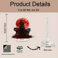 thumbnail image 2 of Rotating acrylic display features a dark goddess with red eyes holding a whip flanked by a fierce wolf and tiger beneath a glowing red moon, 2 of 6