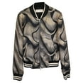 thumbnail image 1 of Pre-Owned Dries Van Noten Metallic Detail Jacquard Bomber Jacket in Black and Gold Viscose, 1 of 2