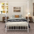 thumbnail image 5 of Xahpower Metal Canopy Bed Frame with Ornate European Style Headboard & Footboard, Full White, 5 of 6