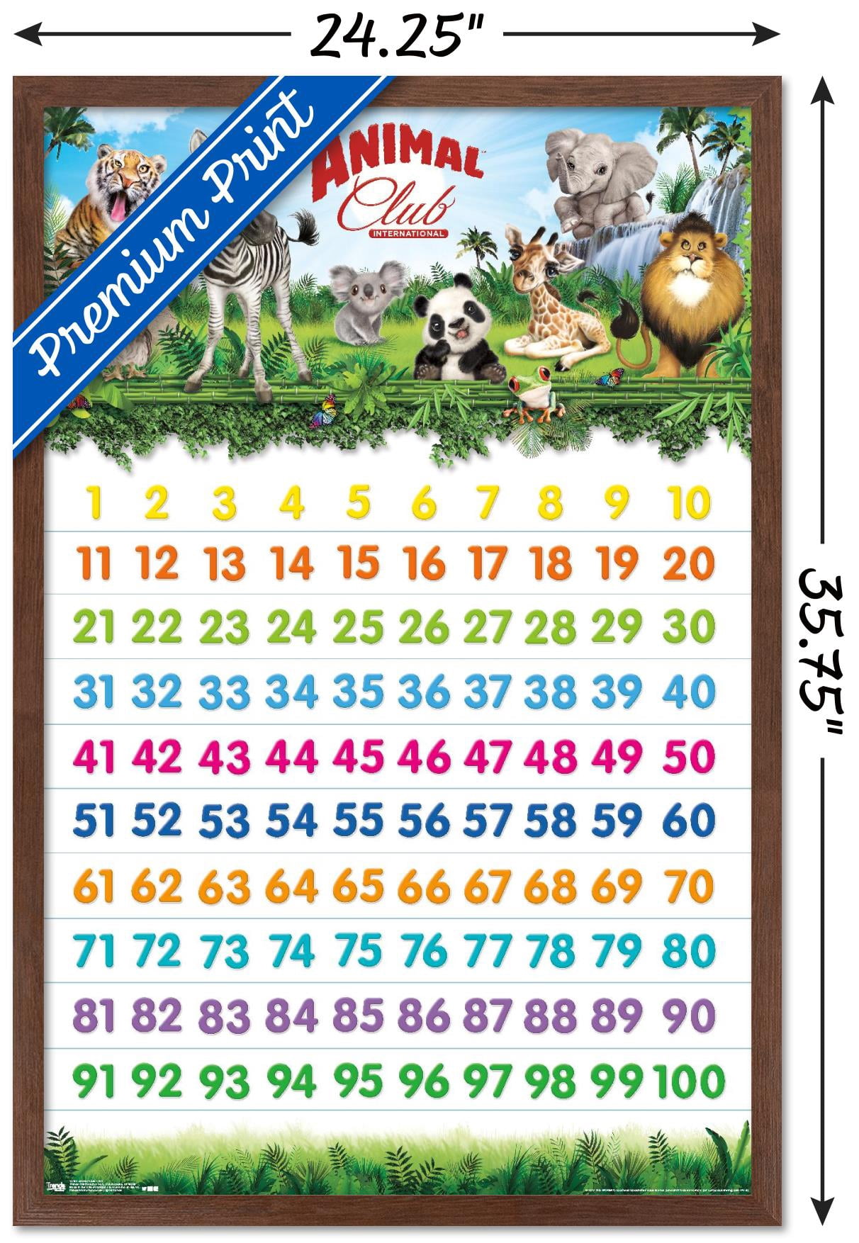 Animal Club - Numbers 123 Wall Poster, 22.375" x 34" Framed