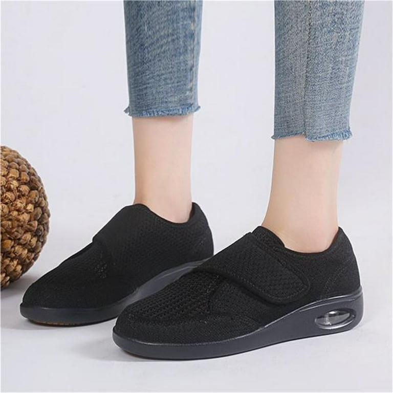 LAKIDAY Shoes for Women Wide Width Extra Wide Slip on Shoes for Swollen Feet Adjustable Walking Shoes for Elderly Foot Pain Relief Walmart
